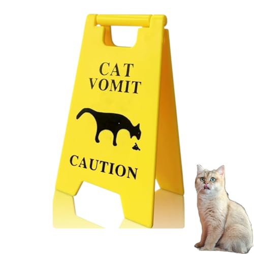 1PCS Perfect Cat Vomit Caution Sign - 3D Printed Funny Cat Warning Decor Signs, Cat Decor Humor Funny Mini Cat Vomit Sign Gift, Decorations and Gift for Cat Lovers