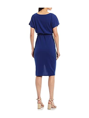 Image of Kensie Womens Short Sleeve Tie Waist Midi Dress