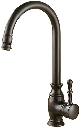 Modèle Nostalgie, Robinet de cuisine style rétro, en laiton et bronze, enduit d’huile, rotation 360°, pour évier de cuisine, avec mitigeur, une seule poignée de commande, bec haut