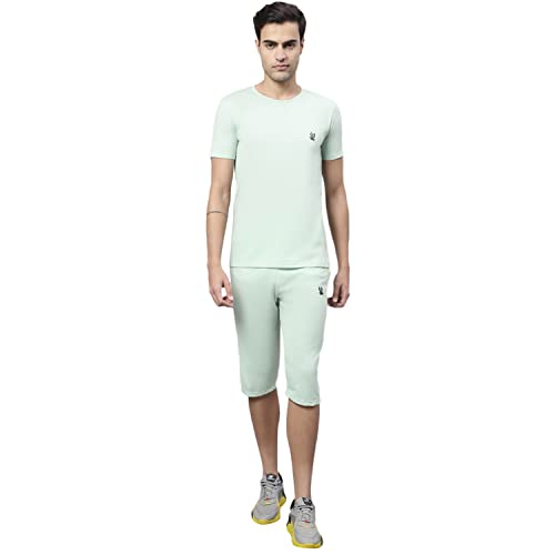 Image of Mack Jonney Cotton Solid Co-ord Set Tracksuit For Men (Pack of 2)-L.GRN T D13 BLU T D10 04-P