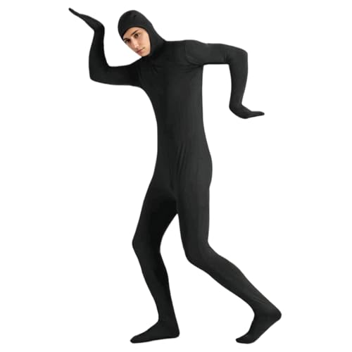 Costume Unisexe Extensible Gcroet XXL : Body Zentai Noir et Déguisement Halloween