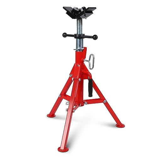 V Head Pipe Jack Stand 2-Ball Transfer, 24-42 in Adjustable Height,1/2 in-12 in Capacity, 2500 LB Load Capacity Heavy Duty Steel Pipe Stand for Weldin