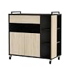 Mueble-de-Cocina-Auxiliar-para-microondas-en-Color-Negro-y-Roble-80x76cm Mueble-de-Cocina-Auxiliar-para-microondas-en-Color-Negro-y-Roble-80x76cm