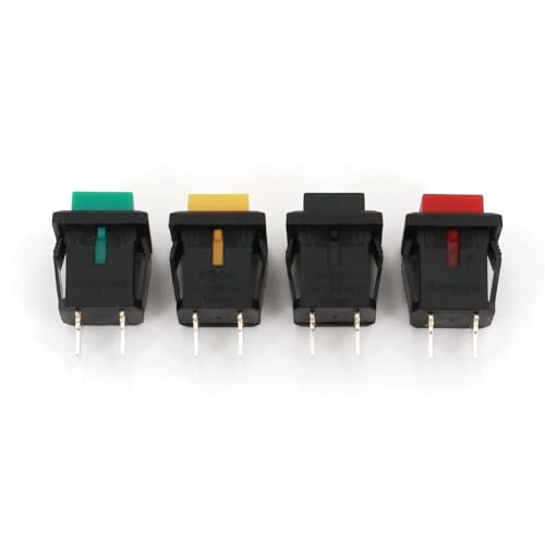 Pulsador de 2 pines normalmente abierto mini interruptor cuadrado verde 3A 125VAC tipo push button 4