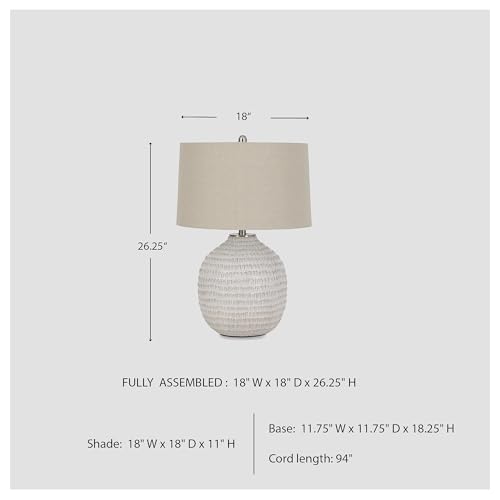 Signature Design by Ashley Jamon Contemporary 26" Round Textured Ceramic Table Lamp, Beige - Image 5