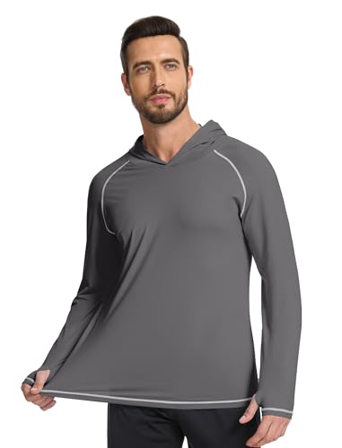 SILKWORLD UPF 50+ Fishing Shirts for Men Long Sleeve Sun Protection Hoodie UV SPF Rash Guard Workout Swim Shirts3