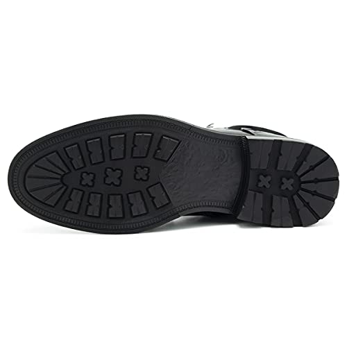 Temeshu Mens Casual Lace Up Motorcycle Boots Classic Combat Ankle Boots(with shoelaces) HH064