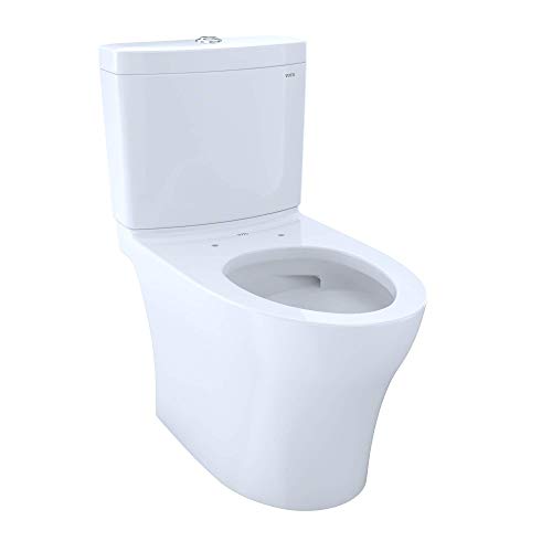 TOTO Aquia IV Two-Piece Elongated Dual Flush 1.28 and 0.9 GPF Skirted Toilet with CEFIONTECT, Cotton White - CST446CEMGN#01