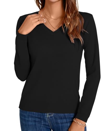 Image of MINTLIMIT Lightweight Sweaters for Women 2024 Casual Fall Long Sleeve Shirts Blouse Knit V Neck Pullover Sweater Tops