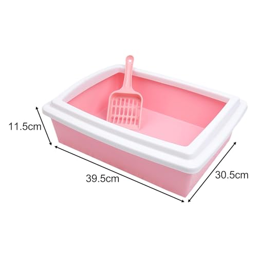 Arenero para gato con lados altos anti-salpicaduras rosa miniatura 3