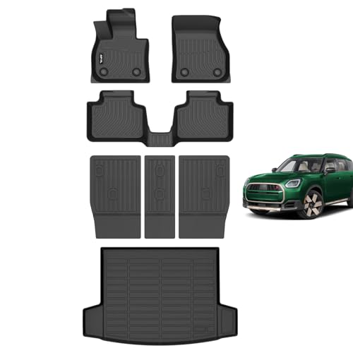 AIPOIL® Custom Fit TPE Floor & Cargo Liners for 2025-2026 Mini Countryman, All-Weather Waterproof Stain-Resistant Durable Raised Edge Black Full Car Accessories