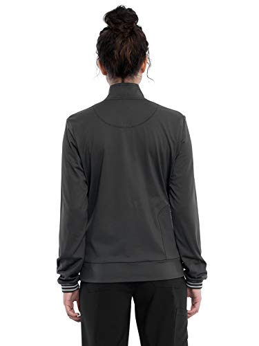 Cherokee Iflex Women's Zip Front Knit Scrub Jacket, Ckk361, Pewter, S #TOP1