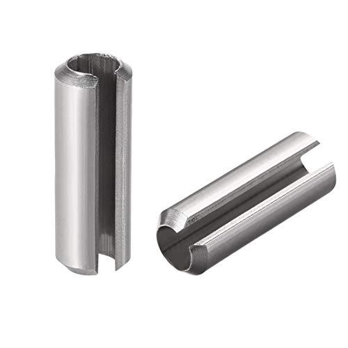 sourcing map Slotted Spring Pin - M8 x 40mm 304 Stainless Steel Split Spring Roll Dowel Pins Plain Finish 5Pcs