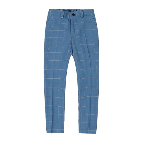 2026 Nuevo Llegado Disfraz Niños Niños Pantalones de Traje a Cuadros con Frente Plano Cintura Ajustable Pantalones, azul celeste, 3-4 años