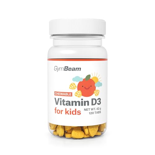 GymBeam Vitamina D3 in Compresse Masticabili per Bambini - Integratore di Vitamina D, Gusto Arancia, Con Curcuma 24:1, Supporta Sistema Immunitario, Ossa e Muscoli, Dai 3 Anni - 120 capsule