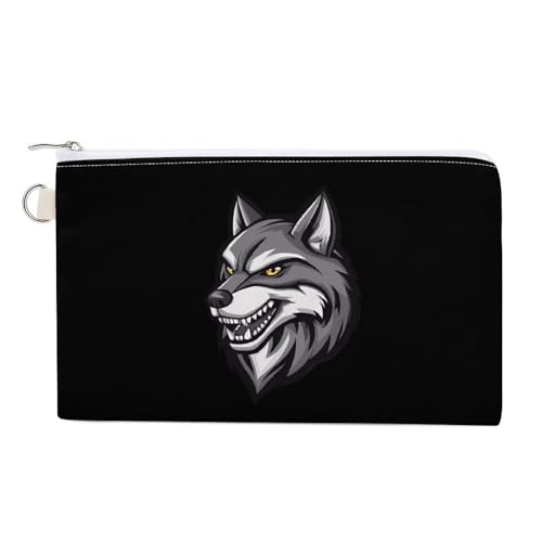 Wolf Wild Animal Fashion Coin Purse Change Makeup Bag Canvas Pencil Pouch Travel