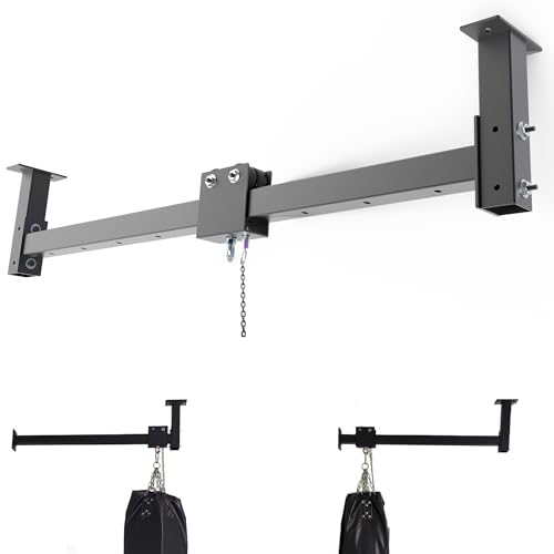 shikoyi Heavy Bag Hanger Roller Mount 50'' Long Rail Ease Adjust for Heavy Punching Bags up to 300 LBS