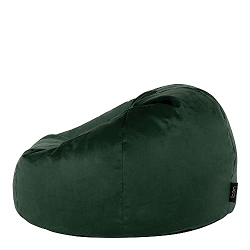 Icon Klassischer Sitzsack „Aurora“, Plüschsamt, Grün, Sitzsack Sessel für Erwachsene mit Füllung, Groß Sitzsäcke für das… – Bild 6