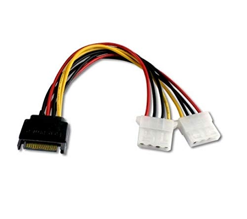 ISTARCOMPUTER Kabel Y-Adapterkabel Sata 15 Pin männlich auf 2 Molex-Buchsen 4-polig
