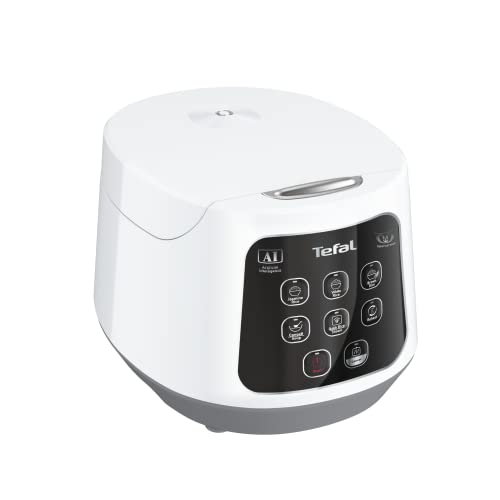 Tefal Easy Rice Compact RK7301 - Rice Cooker 600W Fuzzy Logic with Spherical Pot 1.0L AI Smart Cooking 8 cooking programs White
