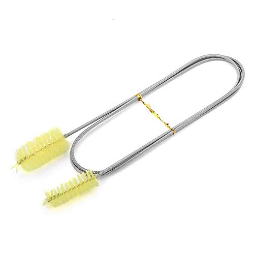 Double Filter Hose Pipe Pump Cleaner Flexible Stainless Steel Spring Nylon Brush 155cm For Fish Tank Aquarium