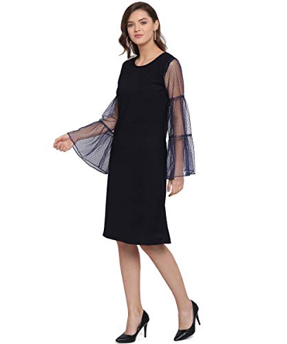 Image of OOMPH! Women's Western & Fusion wear Net A-Line Knee-Long Dress