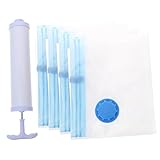 GALPADA 5 piezas Almacenamiento al Vacío con Bomba de Mano Organizador de Espacio Plegable para Ropa y Edredones Bolsas de Compresión Selladas para Viaje y Hogar Colores Color Aleatorio