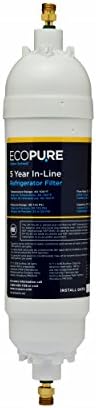 EcoPure EPINL30 5 Year in-Line Refrigerator Filter-Universal Includes Both 1/4" Compression and Push to Connect Fittings , White