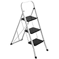 F2C 3 Step Ladder Folding Step Stool with Convenient Handgrip, Portable Steel Step Stool with Sturdy Wide Anti-Slip Pedal, 330lbs,Perfect for Home, Garage, Office, and Outdoor Use