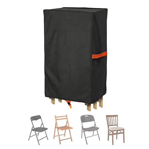 Aaaspark Funda para Sillas Plegables, Oxford Funda Sillas Plegables Impermeables para Protectorar Sillas Plegables del Viento/Rayos UV/Polvo/Hojas - 50.8 x 30.5 x 100 cm (Negro) Cover