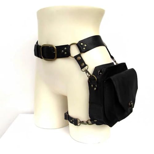 Riñonera medieval de piel para mujer en color negro de Mass Beauty 4