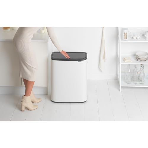 Brabantia Bo Touch Top Trash Can - 1 x 16 Gal Bucket (White) Soft Open/Close Kitchen Garbage & Recycling Can with Removable Compartment - Image 6