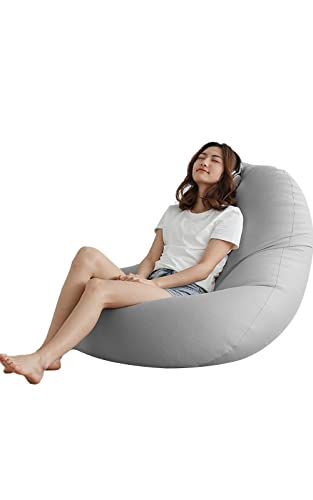 Makeswell ビーズクッション 部屋で邪魔にならないサイズ(125×60 × 60cm) 日本の住宅向けに開発 カバーが洗える 補充可能 伸縮 軽量 ソファー (Light Gray) [3]