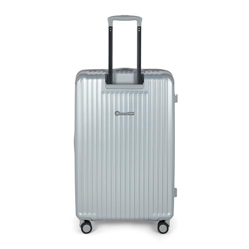 Image of SWISS MILITARY Polycarbonate Summit 360 Rotatable 8 Wheel 80cm Hard Trolley Luggage, Anti Theft Zip, TSA Lock, 15.6 inch Laptop Compartment Expandable Storage Suitcase & Dust Cover Free Large Silver 137L