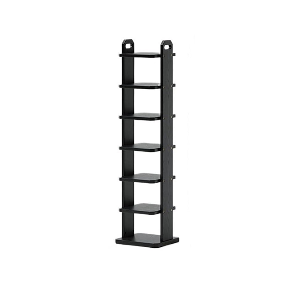 Étagère à chaussures en bois noir vertical : meuble de rangement d'entrée