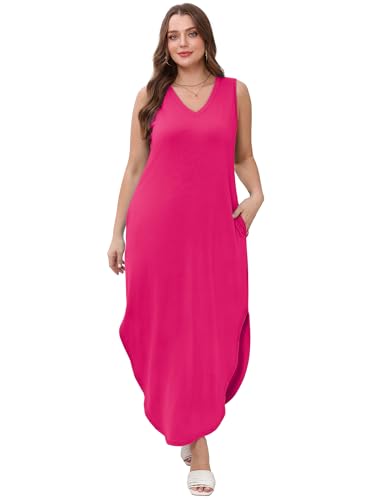 Image of Sampeel Summer Dresses Maxi Dress Vacation Beach Sundresses 2025 with Pockets
