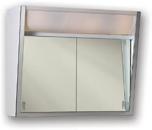 Fronte view of the Jensen 323LP Flair Medicine Cabinet with lights and sliding mirror doors.