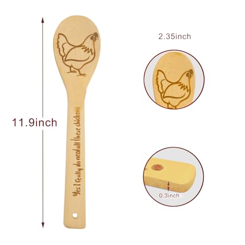 DoYoMo Rooster Wooden Cooking Spoons Set of 5, Farmhouse Rooster Theme, Bamboo