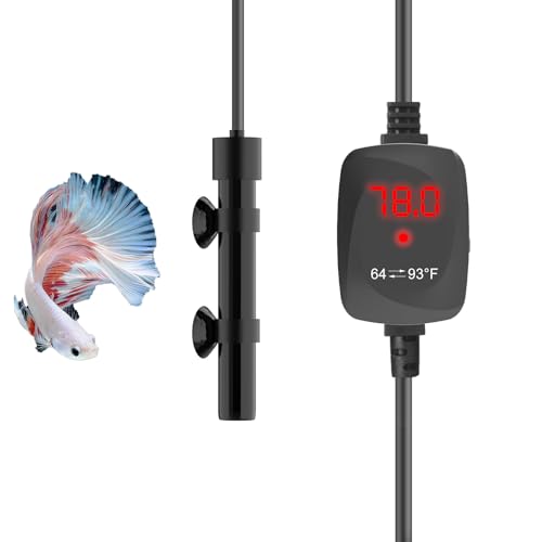 FUMAK 15W Mini Aquarium Heater Betta Heater for 1-3 Gallon Freshwater & Saltwater Tanks, Alumina Ceramic Fish Tank Heater Turtle Heater with Dry-Run & Overheat Protection