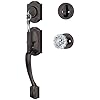 Calzibeno Vintage Front Door Handle and Deadbolt Set, Front Door Lock Set with Crystal Glass Door Knob, Entry Door Lock Set with Single Cylinder, Reversible for Right & Left, Oil Rubbed Bronze