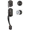 Calzibeno Vintage Front Door Handle and Deadbolt Set, Front Door Lock Set with Crystal Glass Door Knob, Entry Door Lock Set with Single Cylinder, Reversible for Right & Left, Oil Rubbed Bronze
