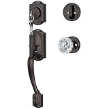Calzibeno Vintage Front Door Handle and Deadbolt Set, Front Door Lock Set with Crystal Glass Door Knob, Entry Door Lock Set with Single Cylinder, Reversible for Right & Left, Oil Rubbed Bronze