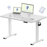 FLEXISPOT EN1 One-Piece Standing Desk with 1-Inch Thick Seamless Desktop, 48'x30' Electric Height Adjustable Desk for Home Office, Multi-Monitor Setups & Easy Assembly, White