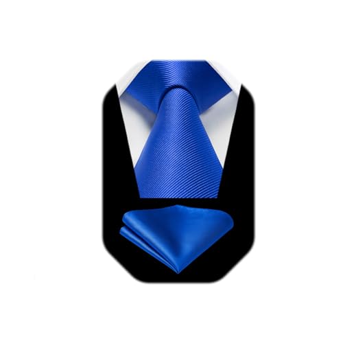 Image of HISDERN Mens Ties Solid Color Ties for Men Formal Necktie with Pocket Square Set Satin Silk Neck Tie Handkerchiefs Set