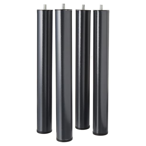 JUANIO Lot de 4 Pieds de lit à Visser pour sommier tapissier Couleur Noir - Hauteur 40 cm x diamètre 5 cm, Pas de vis de 10mm