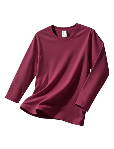 Image of PATPAT Boys Long Sleeve Shirts Cotton Solid Crew Neck Basic Shirts 5-16 Years