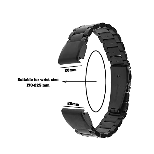 OTOTEC Watch Strap Compatible with Garmin Fenix 5S/5S Plus/6S/6S Pro/7S/7S Solar Stainless Steel Watch Band Replacement Wristband Black - Image 4
