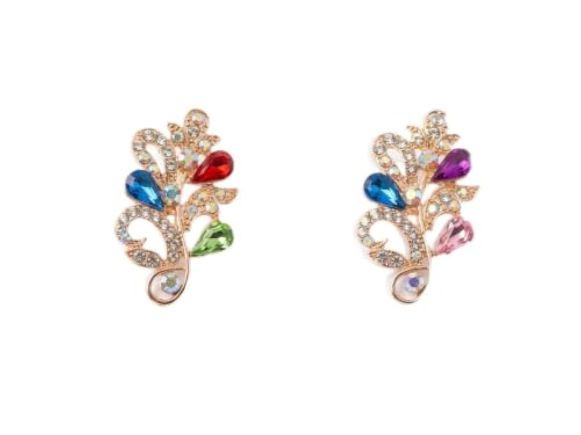 Multicolour Crystal Floral Brooch Pack of 2, Elegant Accessories