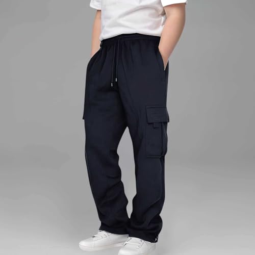 Boys Cargo Sweatpants Casual Elastic Waist Drawstring Sweat Pants with Pockets Teens Workout Joggers Cargo Pants3