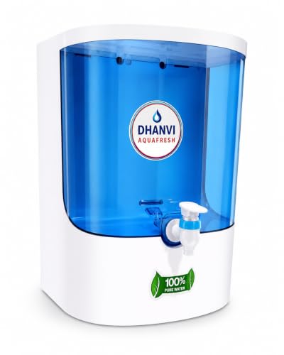 Image of DHANVI Aqua Fresh ISI Mark Water Purifier for Home | RO Water Purifier with Active Copper | UV Sanitization in Tank | 10L Storage | Food Grade ABS Body | Suitable for Borewell